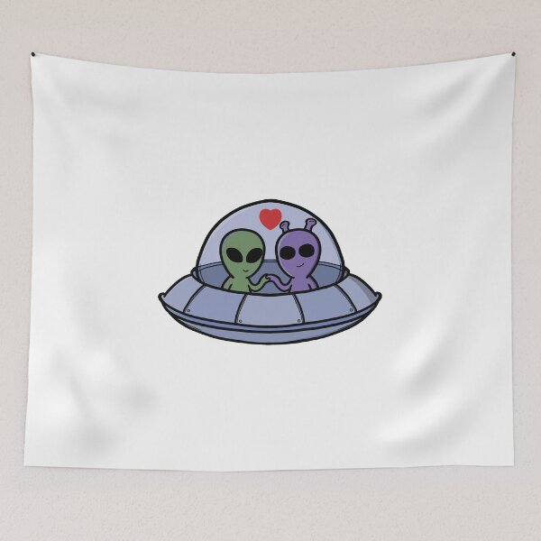 Item preview, Adorable Alien Couple with Hearts Galactic Romance designed and sold by shopdiego.