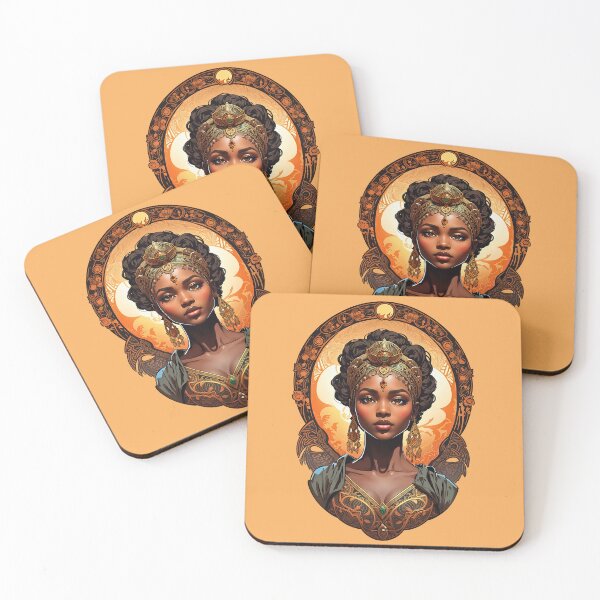 Item preview, Afrocentric Queen of Sheba Art Nouveau Gold Portrait designed and sold by BorgSpareParts.