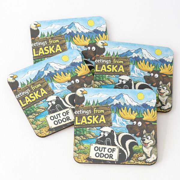 Item preview, Funny Alaska Skunk Cartoon – Greetings from Alaska Wildlife Humor Souvenir designed and sold by purrtees.