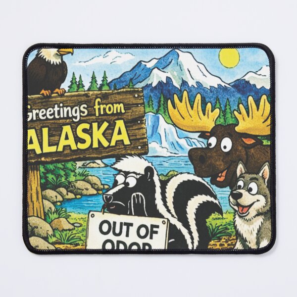 Item preview, Funny Alaska Skunk Cartoon – Greetings from Alaska Wildlife Humor Souvenir designed and sold by purrtees.