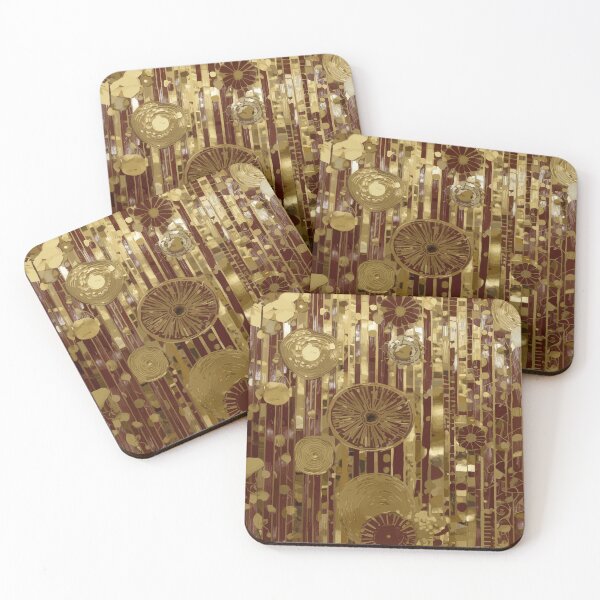Item preview, Klimt Flowers in Red and Gold designed and sold by Vicky Brago-Mitchell®.
