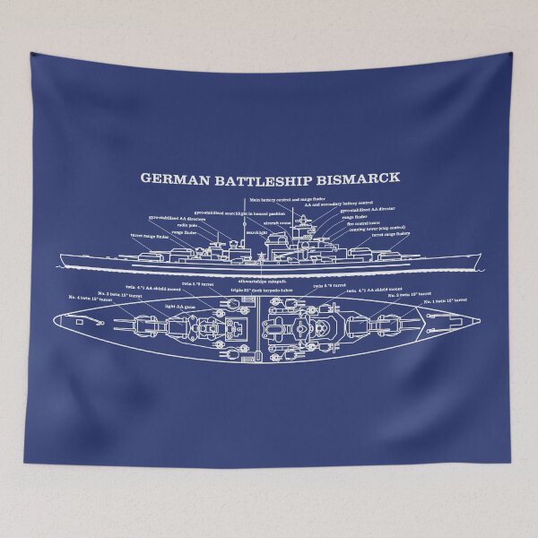 Item preview, German Battleship Bismarck Technical Diagram WWII Schematic designed and sold by MilitaryMart.