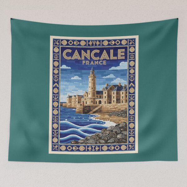 Item preview, Cancale France Lighthouse Night Mosaic - Brittany Coastal Art designed and sold by FrancophileFun.