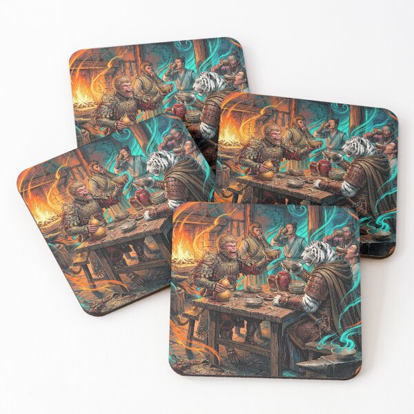 Item preview,    Yin Tiger & Sun Wukong | Black Myth: Wukong "Sipping Sages" Art designed and sold by Wild Pleg Promo.