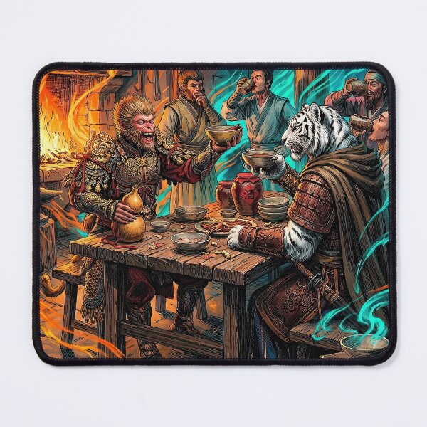 Item preview, Yin Tiger & Sun Wukong | Black Myth: Wukong "Sipping Sages" Art designed and sold by Wild Pleg Promo.