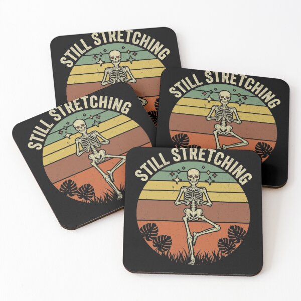 Item preview, Funny Yoga Skeleton Still Stretching Retro Meditation Art designed and sold by buffoola.