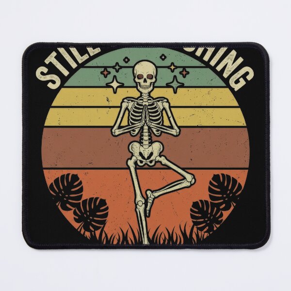 Item preview, Funny Yoga Skeleton Still Stretching Retro Meditation Art designed and sold by buffoola.