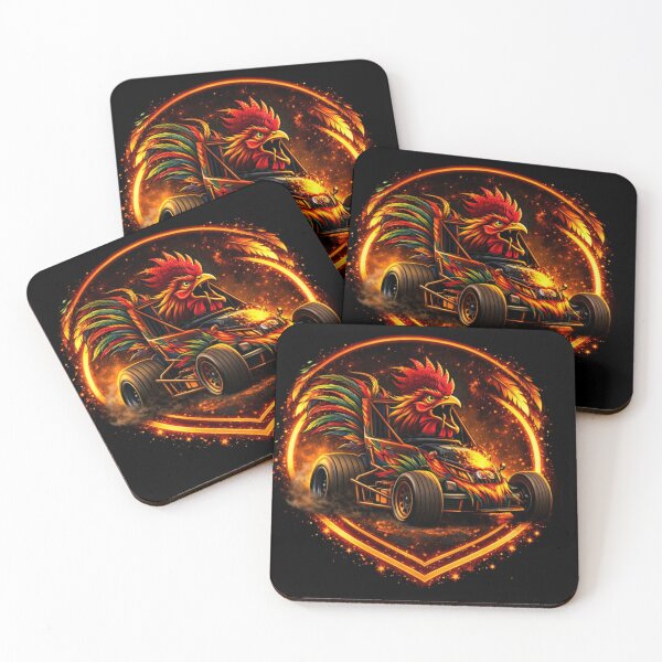 Item preview, Flaming Rooster Racing Kart Badge – Neon Heart Crest designed and sold by MACodDesigns.