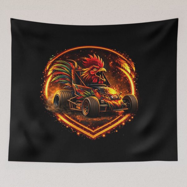 Item preview, Flaming Rooster Racing Kart Badge – Neon Heart Crest designed and sold by MACodDesigns.