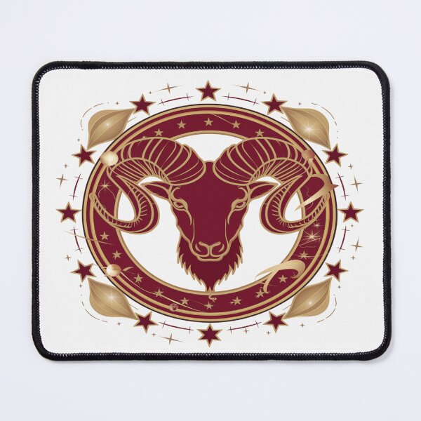 Item preview, Luxurious Aries Ram Emblem | Red and Gold Celestial Zodiac designed and sold by Midnight Veil Designs.