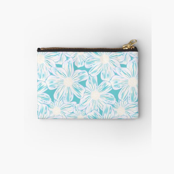 Item preview, Expressive Stylised Painterly Florals Turquoise White  designed and sold by thecolorbirdie.