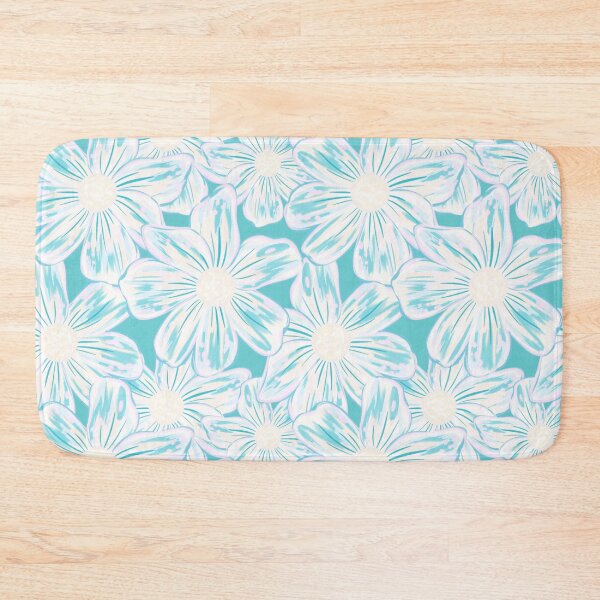 Item preview, Expressive Stylised Painterly Florals Turquoise White  designed and sold by thecolorbirdie.
