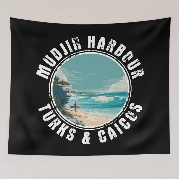 Item preview, Mudjin Harbour - Turks And Caicos (with White Lettering) designed and sold by VelvetRoom.