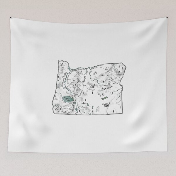 Item preview, Oregon Illustrated Map – Hand-Drawn Rivers & Nature Adventure Sketch designed and sold by Paper Drip.