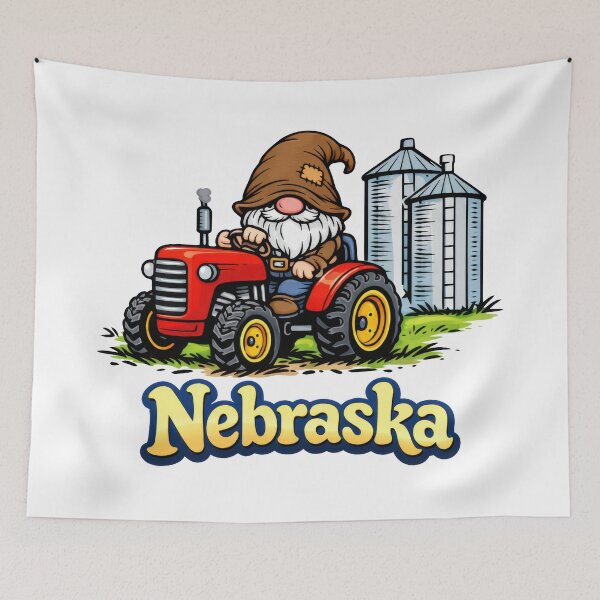 Item preview,  Gnome Driving Tractor in Nebraska Farmland designed and sold by Moriarty's Digital Visions.