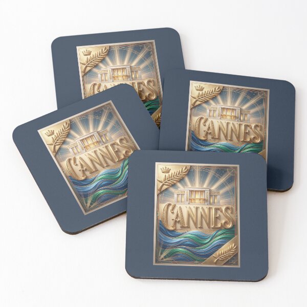 Item preview, Cannes France Art Deco Emblem - Vintage Riviera Travel Poster designed and sold by FrancophileFun.