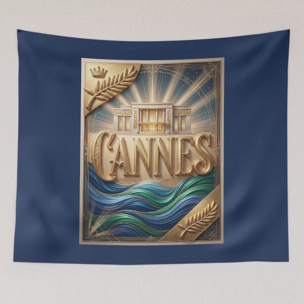 Item preview, Cannes France Art Deco Emblem - Vintage Riviera Travel Poster designed and sold by FrancophileFun.