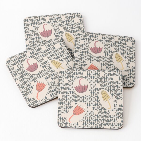 Item preview,  Umbrellas in the rain (beige) designed and sold by BogbeanDesigns.