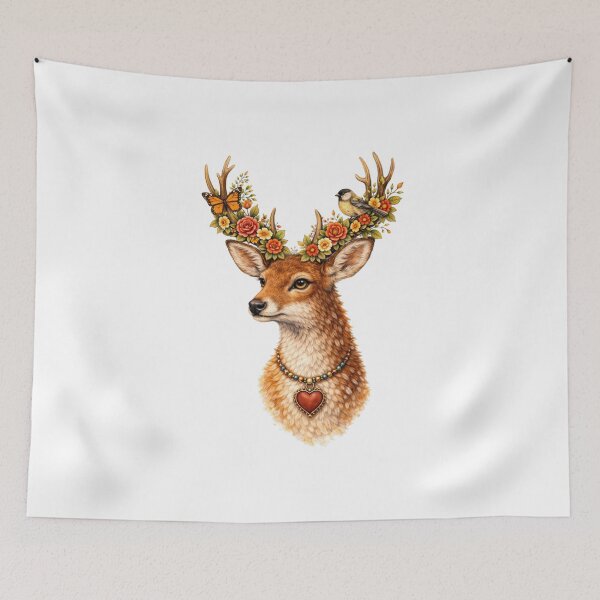 Item preview, Frida Kahlo inspired Spring deer designed and sold by ColorMeMarley.