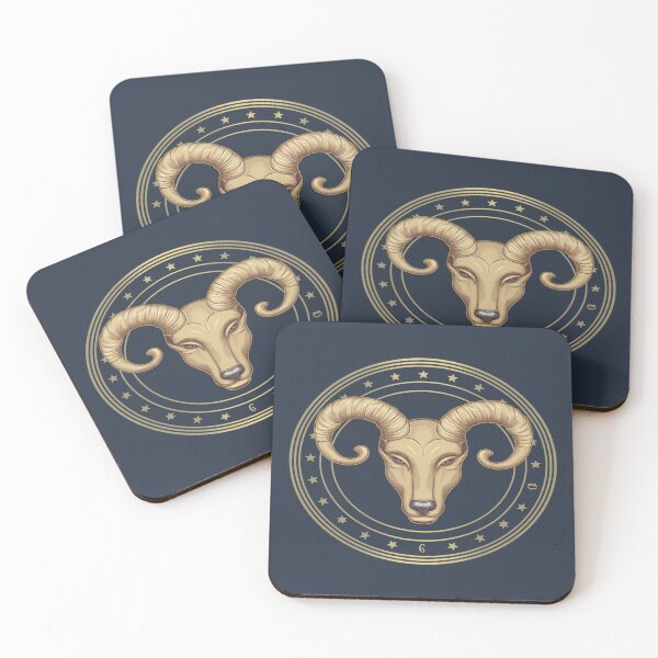 Item preview, Majestic Golden Aries Ram | Celestial Starry Zodiac Emblem designed and sold by Midnight Veil Designs.