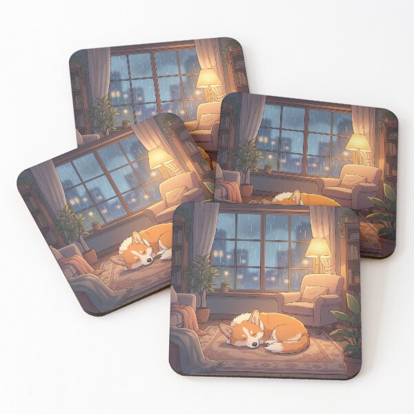 Item preview, Sleeping Corgi Dog in Cozy Room designed and sold by Neural Dream.
