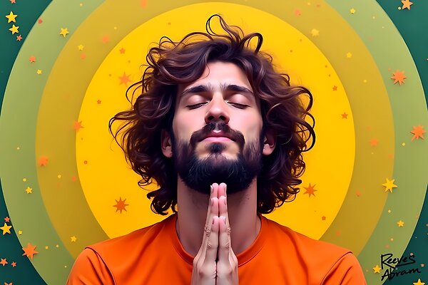 Praying Man within Starry Halos