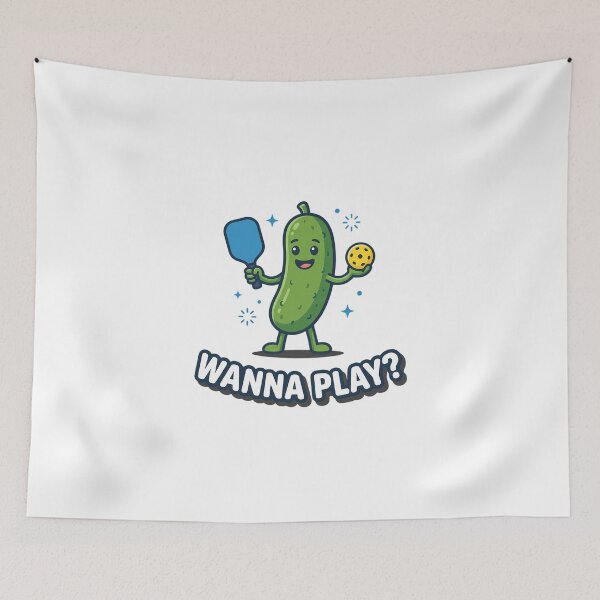 Item preview, Funny Pickleball Wanna Play cute cartoon pickle character designed and sold by chattsuede.