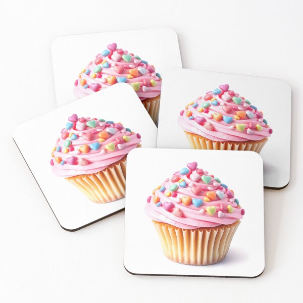 Item preview, Pink frosted cupcake with heart-shaped sprinkles on a white background designed and sold by homydesign.