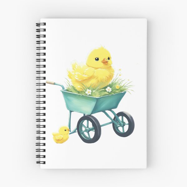 Item preview, Yellow Easter chick in green wheelbarrow with flowers designed and sold by Coolparrotgirl.