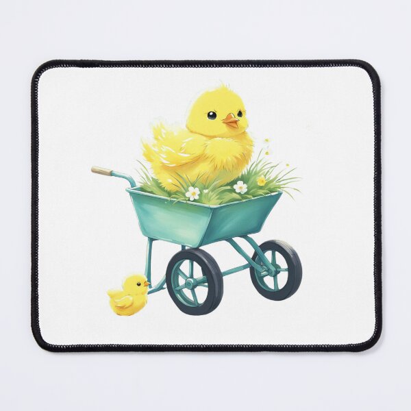 Item preview, Yellow Easter chick in green wheelbarrow with flowers designed and sold by Coolparrotgirl.