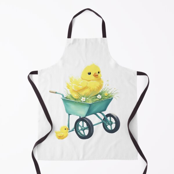 Item preview, Yellow Easter chick in green wheelbarrow with flowers designed and sold by Coolparrotgirl.