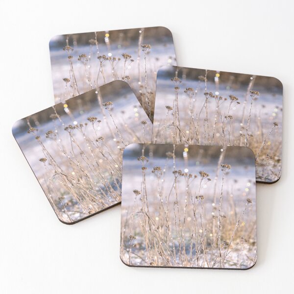 Item preview, A snow-covered meadow with frosted plants. A fabulous view of a beautiful winter, natural bokeh. designed and sold by RinaZik.