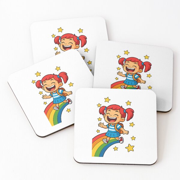 Item preview, Joyful Girl Walking on Rainbow with Stars designed and sold by Joyfulfabric.