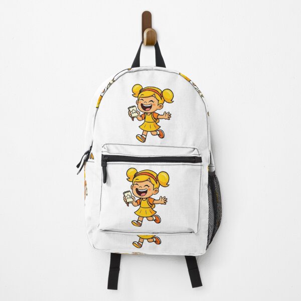 Item preview, Cheerful School Girl with Notebook and Crayon designed and sold by Joyfulfabric.