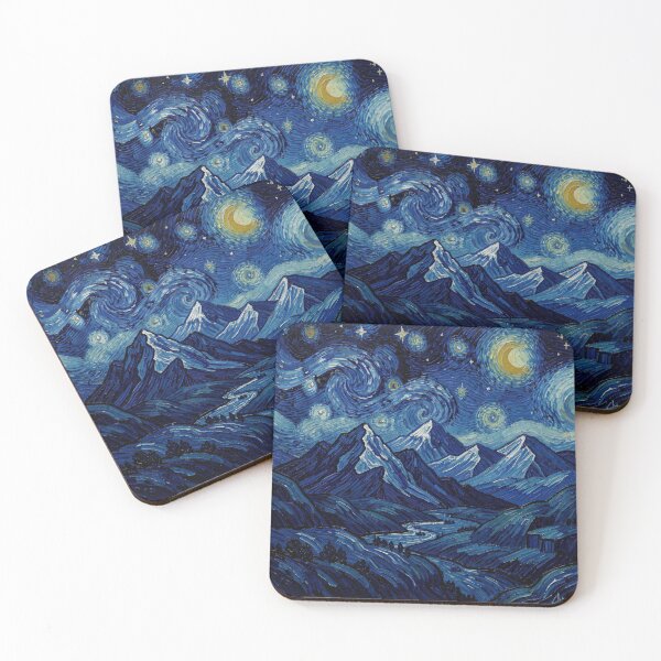 Item preview, dark blue landscape with van gogh style designed and sold by shop43.
