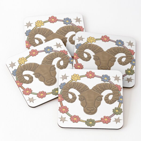 Item preview, Boho Floral Aries Ram | Rainbow Flower Wreath Zodiac Art designed and sold by Midnight Veil Designs.