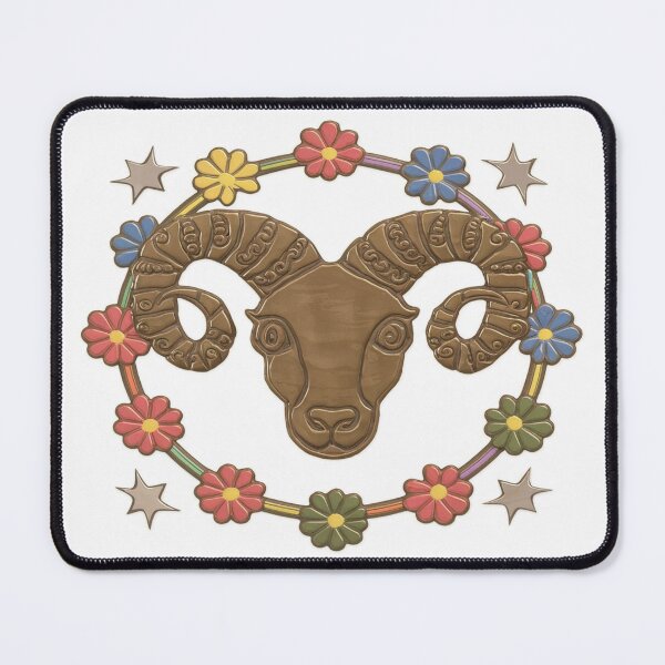 Item preview, Boho Floral Aries Ram | Rainbow Flower Wreath Zodiac Art designed and sold by Midnight Veil Designs.
