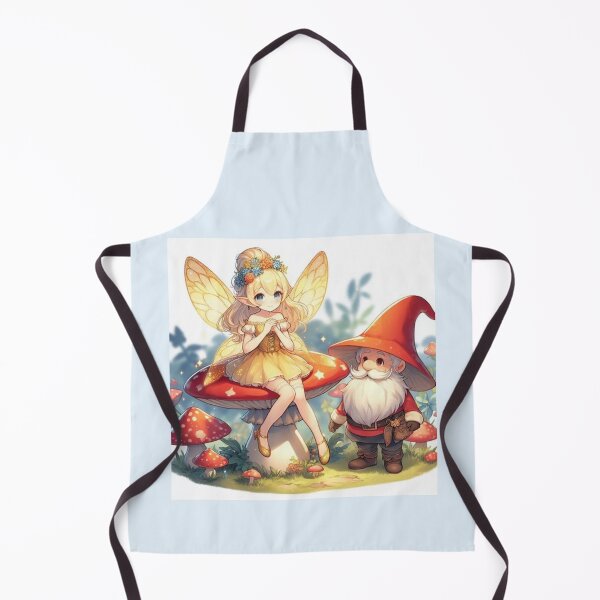 Item preview, Yellow blossom fairy on toadstool with gnome designed and sold by Zelda50.