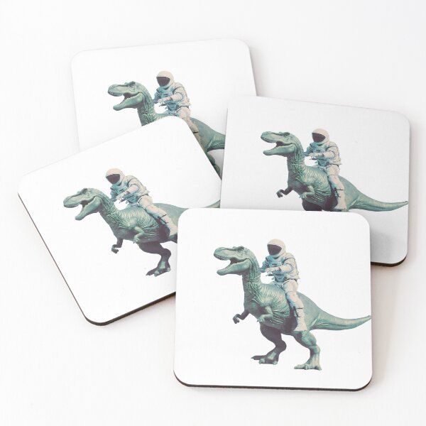 Item preview, TRex astronaut rides dinosaur vibrant retro sunset designed and sold by ART ATTACK ZONE.