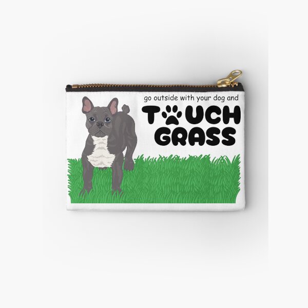 Item preview, Go Outside with Your Dog and Touch Grass - Grey French Bulldog with Blue Eyes and Tuxedo Print designed and sold by DreamyDiversion.