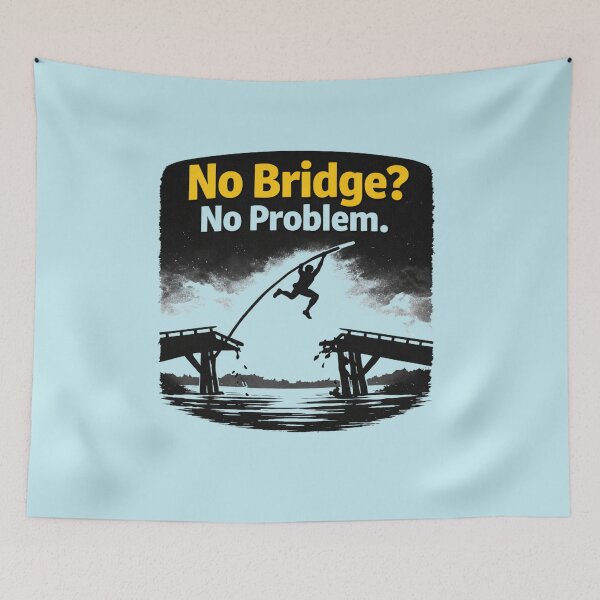 Item preview, NO Brige No Problem Fierljeppen Sport Water jump Funny Gifts T-Shirt designed and sold by MalwasBasket.