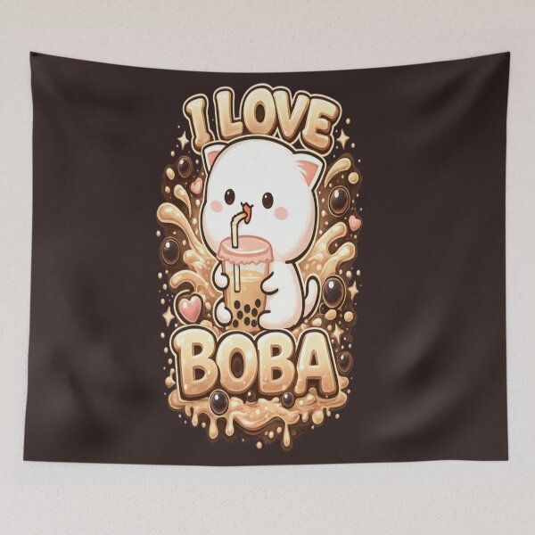 Item preview, Cute Kawaii Cat Drinking Boba Tea – I Love Boba Bubble Tea Design designed and sold by CatLovers Studio.