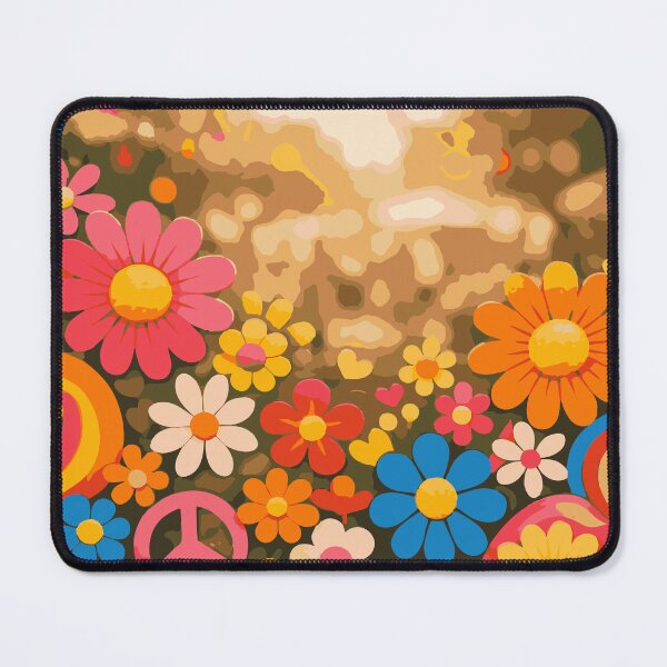 Item preview, Retro Groovy 70s Boho Flower Peace Sign – Vintage Hippie Garden Pattern designed and sold by Far Out Goods.
