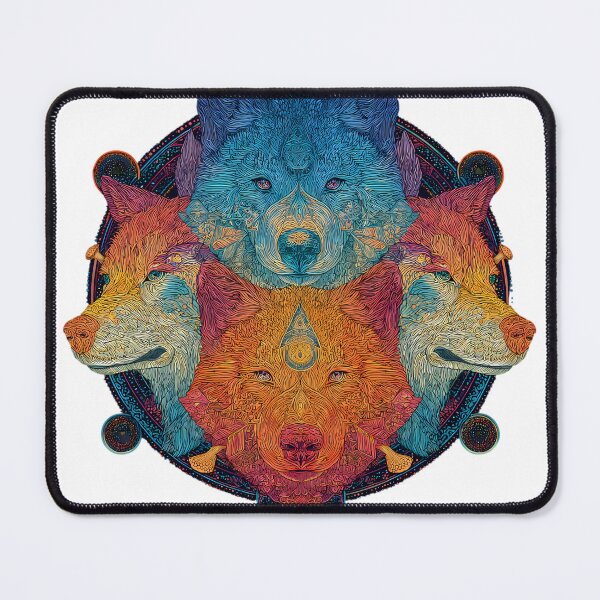 Item preview, Orange Red Blue Green Wolf Nature Design Colors designed and sold by ART ATTACK ZONE.