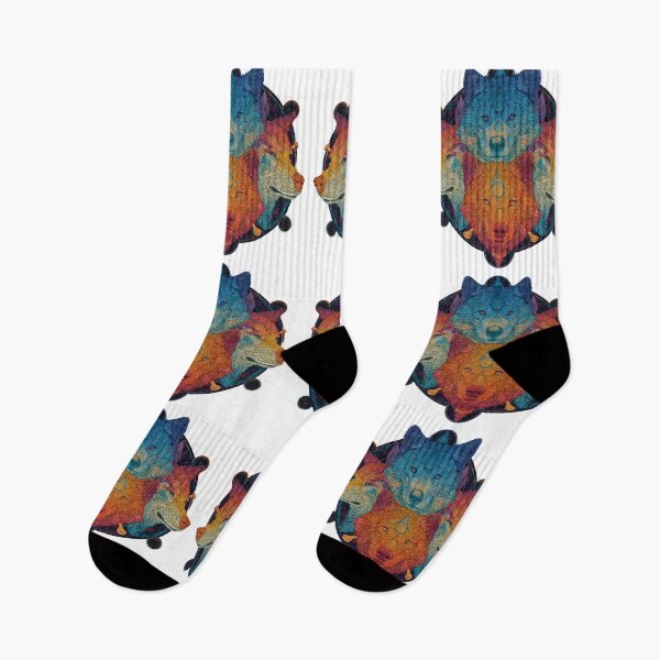 Item preview, Orange Red Blue Green Wolf Nature Design Colors designed and sold by ART ATTACK ZONE.