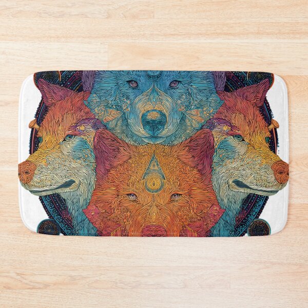Item preview, Orange Red Blue Green Wolf Nature Design Colors designed and sold by ART ATTACK ZONE.