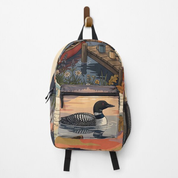 Item preview, Loon at dawn beside quiet lake Nova Scotia designed and sold by CoffeeinBloom.