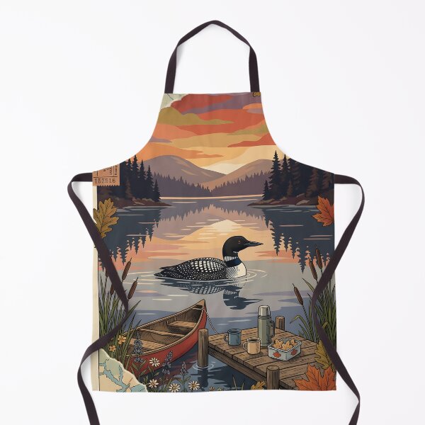 Item preview, Loon at dawn beside quiet lake Nova Scotia designed and sold by CoffeeinBloom.