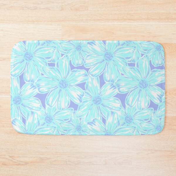 Item preview, Expressive Stylised Painterly Florals Turquoise White Lavender Blue designed and sold by thecolorbirdie.