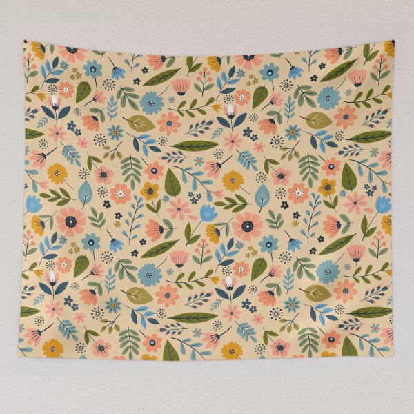 Item preview, Spring Garden peach/aqua with cream background designed and sold by Kathysg.